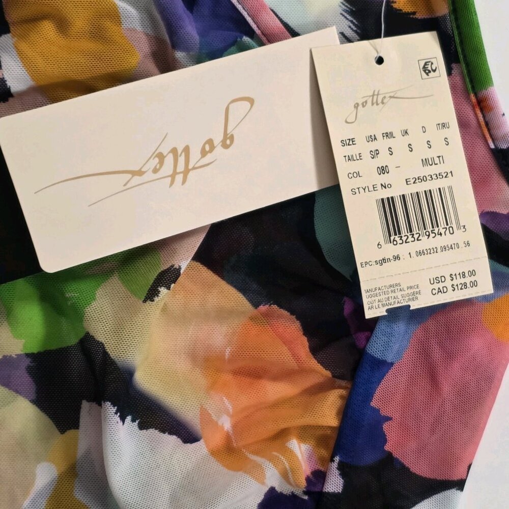 Profile By Gottex Tunic Beach Cover Up S Mesh Abstract Ruffles Oversize Boho NWT - Picture 9 of 16
